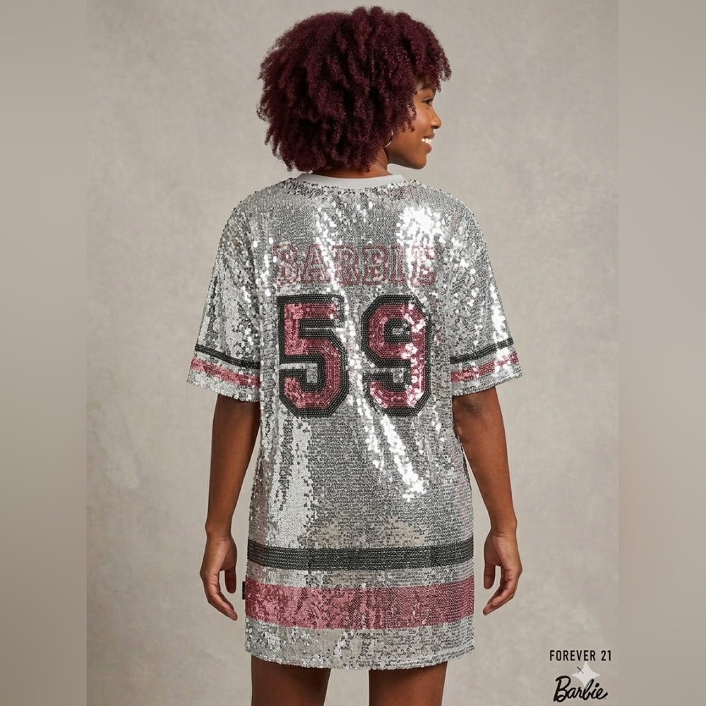 Forever 21 Silver Sequin Dress with Pink & Black Accents - Picture 2 of 2